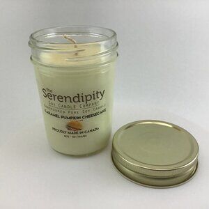 Serendipity Soy Candle Jar Caramel Pumpkin Cheesecake 8oz Made in Canada NEW